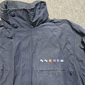 Vintage 80s LL Bean Full Zip Hooded Nautical Flag Nylon Blend Sailing Jacket L